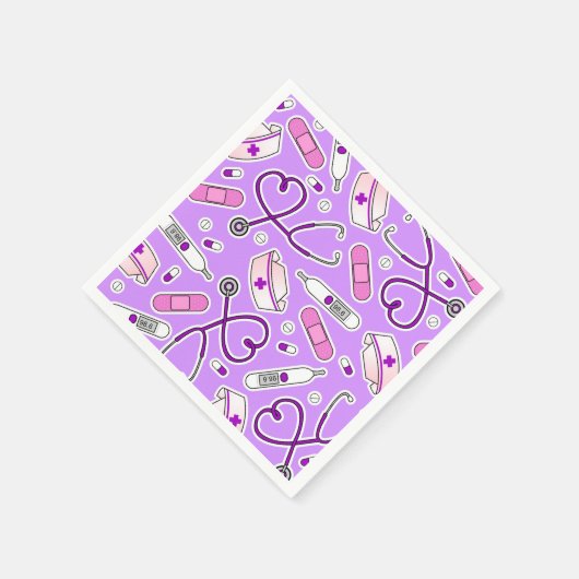 Nurse Theme Napkins Paarse Servetten (Hoek)