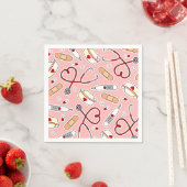 Nurse Theme Napkins Roze Servet (Insitu)