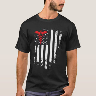 Nurse Thin Red Line Caduceus Amerikaanse vlag T-shirt