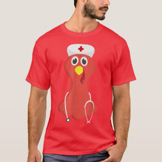 Nurse Turkey Face Funny Thanksgiving Herfst Joke H T-shirt