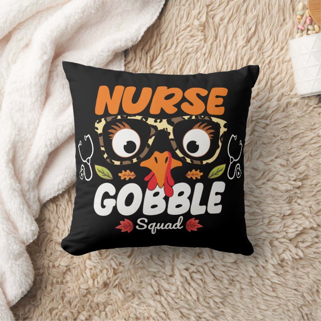 Nurse Turkey Gobble Squad Thanksgiving Nursing Kussen (Deken)