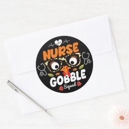 Nurse Turkey Gobble Squad Thanksgiving Nursing Ronde Sticker