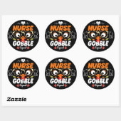 Nurse Turkey Gobble Squad Thanksgiving Nursing Ronde Sticker (Vel)