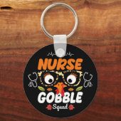Nurse Turkey Gobble Squad Thanksgiving Nursing Sleutelhanger (Achterkant)