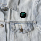 Nurse Turquoise Caduceus Gray Button (In situ)