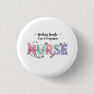 Nurse Typography with Stethoscope Medical Icons  Ronde Button 3,2 Cm