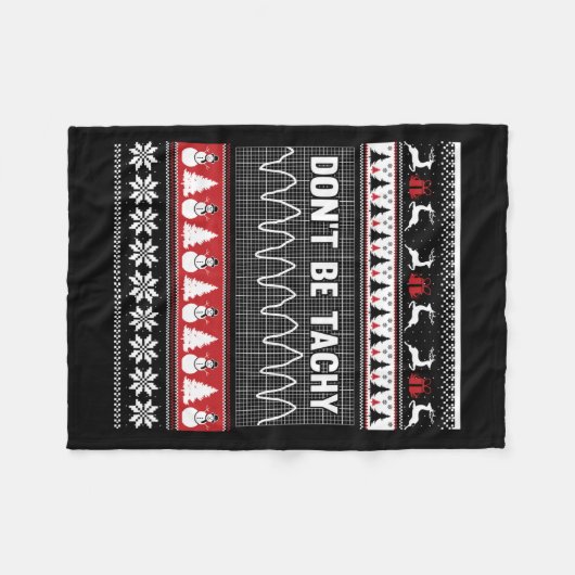 Nurse Ugly Christmas Sweater - Don't Be Tachy Long Fleece Deken (Voorkant (Horizontaal))