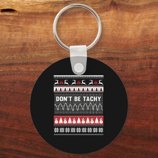 Nurse Ugly Christmas Sweater - Don't Be Tachy Long Sleutelhanger (Voorkant)