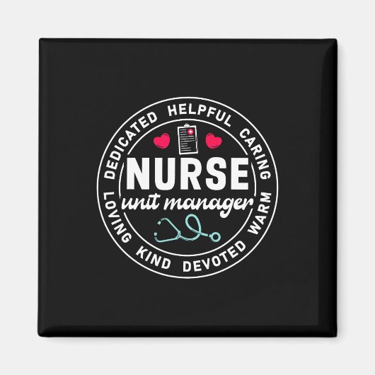 Nurse Unit Manager Waardering Hart Stethoscoop Magneet (Voorkant)