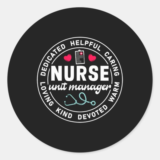 Nurse Unit Manager Waardering Hart Stethoscoop Ronde Sticker (Voorkant)