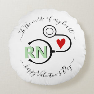 Nurse Valentijnsdag stethoscoop groen RN Rond Kussen