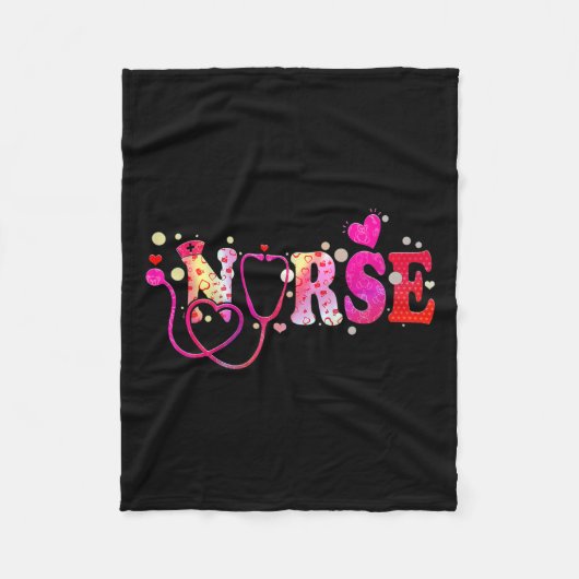 Nurse Valentijnsdag Valentijn Scrub Top Women Scr Fleece Deken (Voorkant)