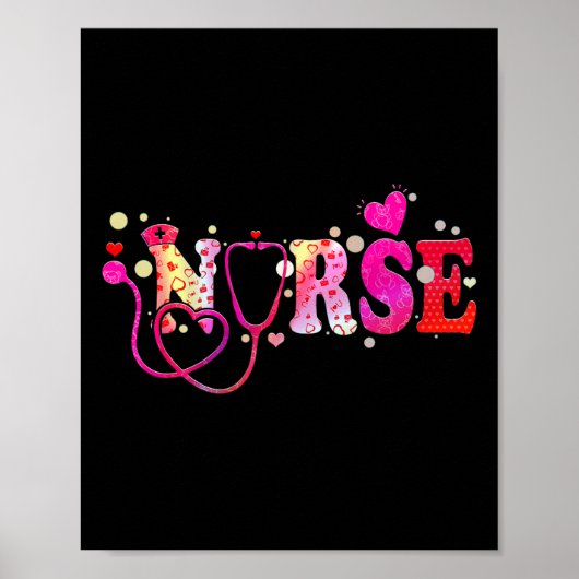 Nurse Valentijnsdag Valentijn Scrub Top Women Scr Poster (Voorkant)