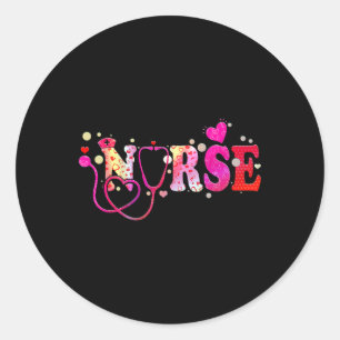 Nurse Valentijnsdag Valentijn Scrub Top Women Scr Ronde Sticker