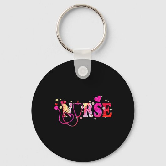 Nurse Valentijnsdag Valentijn Scrub Top Women Scr Sleutelhanger (Voorkant)