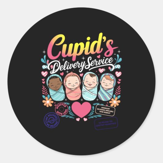 Nurse Valentine Cuds Delivery Service Labor And Ronde Sticker (Voorkant)