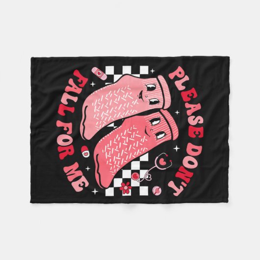 Nurse Valentine Non Slip Socks Please Don't Fall F Fleece Deken (Voorkant (Horizontaal))