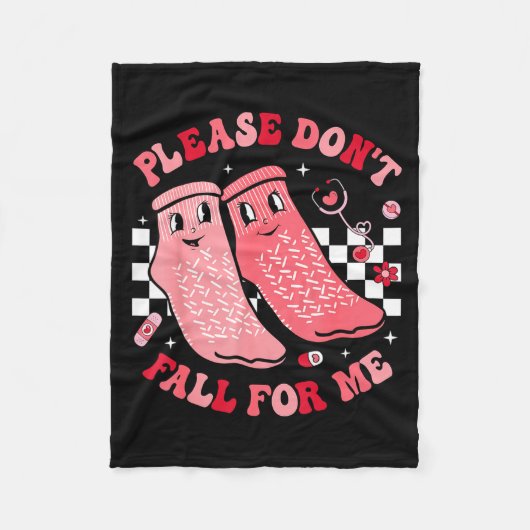 Nurse Valentine Non Slip Socks Please Don't Fall F Fleece Deken (Voorkant)