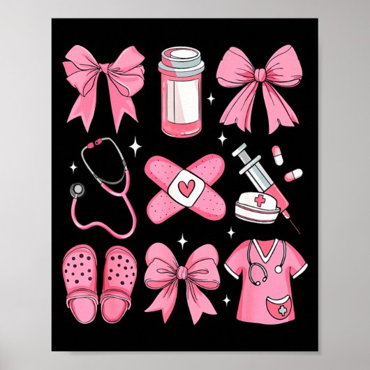 Nurse Valentines Day Coquette Bow Valentine Nurse  Poster (Voorkant)