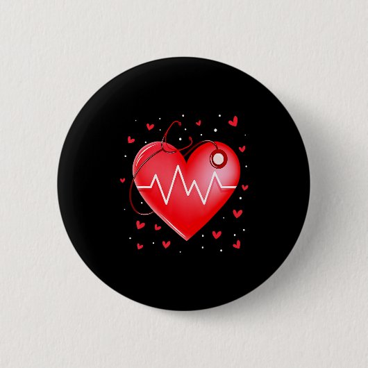 Nurse Valentines Day Heart Stethoscope 2 _1  Ronde Button 5,7 Cm (Voorkant)
