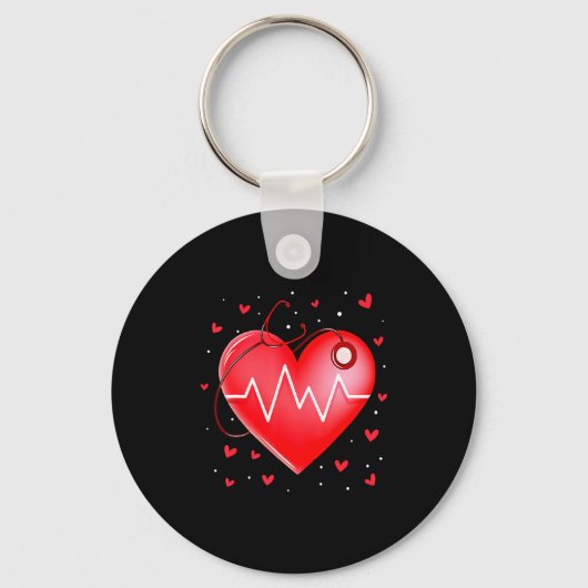 Nurse Valentines Day Heart Stethoscope 2 _1  Sleutelhanger (Voorkant)