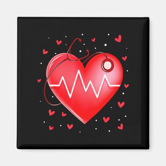 Nurse Valentines Day Heart Stethoscope 2  Magneet (Voorkant)
