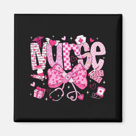Nurse Valentine's Day Heart Stethoscope Er Icu Nic Magneet (Voorkant)
