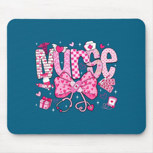 Nurse Valentine's Day Heart Stethoscope Er Icu Nic Muismat (Voorkant)