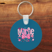 Nurse Valentine's Day Heart Stethoscope Er Icu Nic Sleutelhanger (Voorkant)