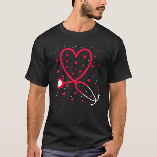 Nurse Valentine's Day Heart Stethoscope T-shirt (Voorkant)