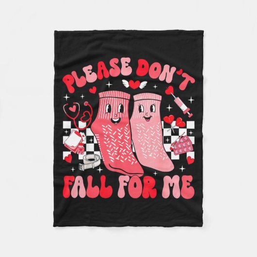 Nurse Valentines Day Non Slip Socks Please Don't F Fleece Deken (Voorkant)