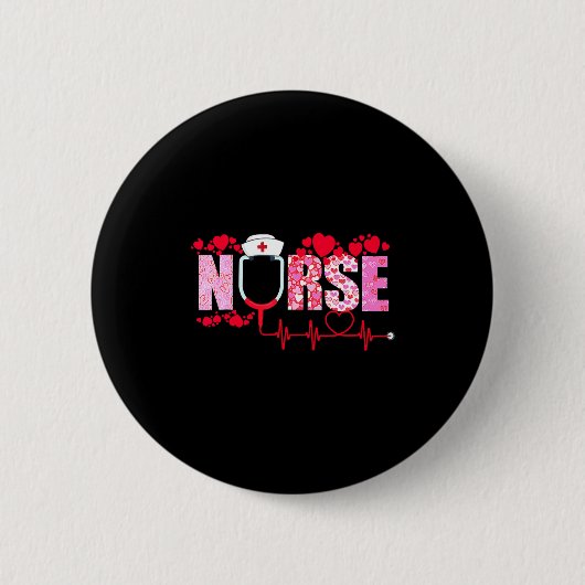 Nurse Valentines Day Valentine Er Icu Nicu Rn Nurs Ronde Button 5,7 Cm (Voorkant)