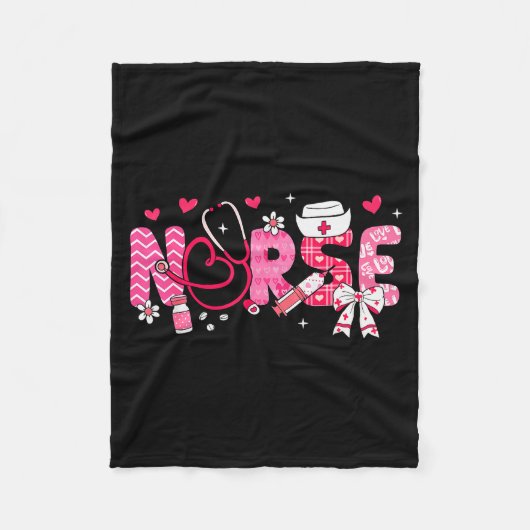 Nurse Valentines Day Valentine Scrub Top Women Scr Fleece Deken (Voorkant)