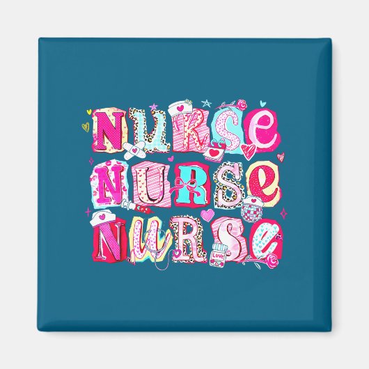 Nurse Valentines Stethoscope Valentine Nursing Gir Magneet (Voorkant)