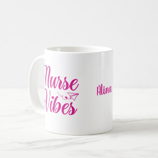 Nurse Vibes personaliseren naam Koffiemok (Voorkant links)