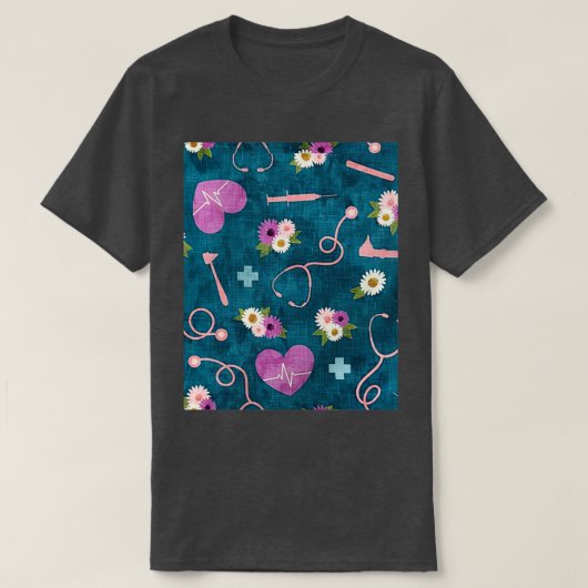 Nurse Wallpaper Floral T-shirt (Design voorkant)