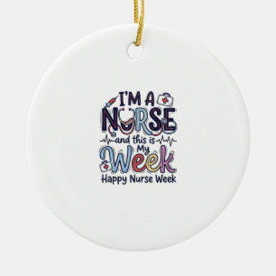 Nurse Week Vintage Typography T-shirt ontwerp_1 Keramisch Ornament