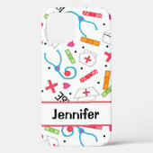 Nurse Whimsy Medical Art Witte naam op maat Case-Mate iPhone Case (Achterkant)
