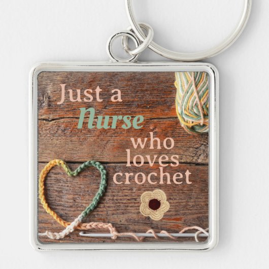 Nurse Who Loves Crochet Rustic Design Sleutelhanger (Voorkant)