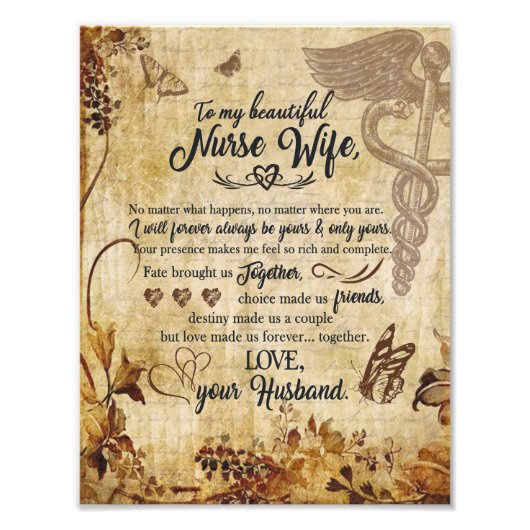 Nurse Wife Gifts | Brief aan mijn mooie vrouw Foto Afdruk (Voorkant)