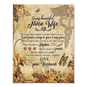 Nurse Wife Gifts   Brief aan mijn mooie vrouw Foto Afdruk