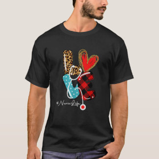 NurseLife RN LPN CNA Healthcare Heart Leopard Nurs T-shirt