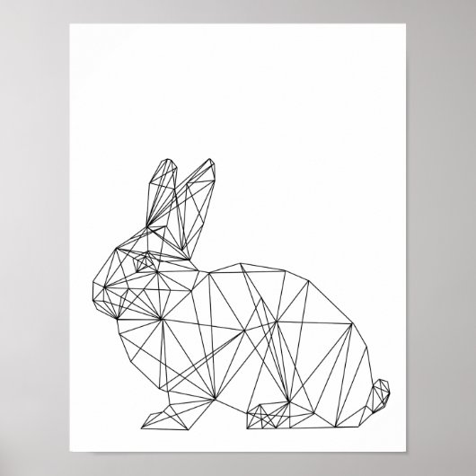 Nursery Animal Rabbit Bunny Minimal Wall Art Poster (Voorkant)