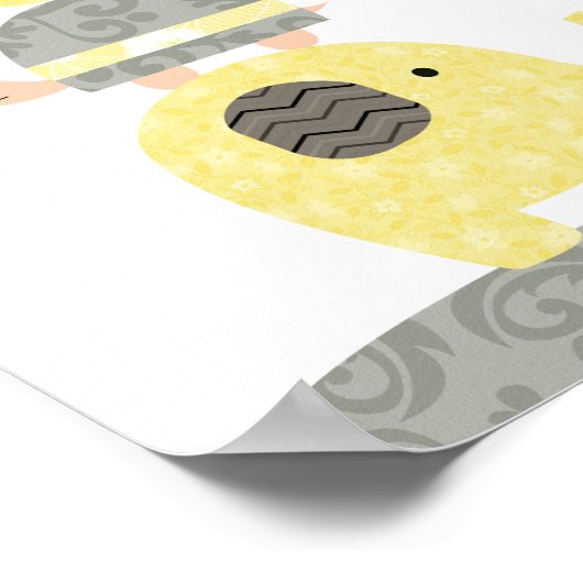 Nursery art illustration elephant bird turtle poster (Hoek)