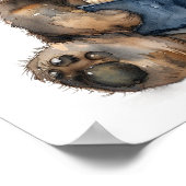 Nursery Art Poster Beer lezen met bril (Hoek)