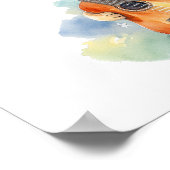 Nursery Art Poster Giraffe met een gitaar (Hoek)