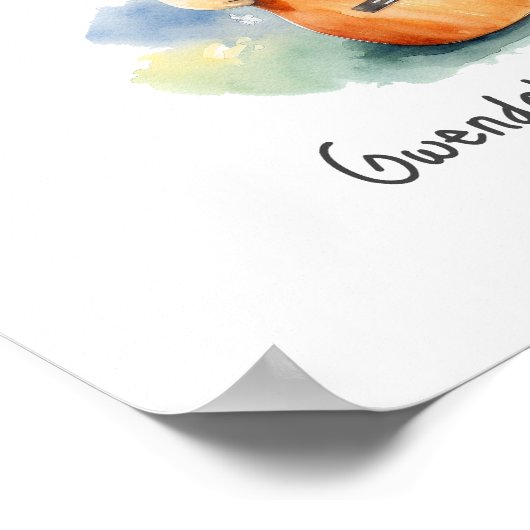 Nursery Art Poster Giraffe met gitaar (Hoek)