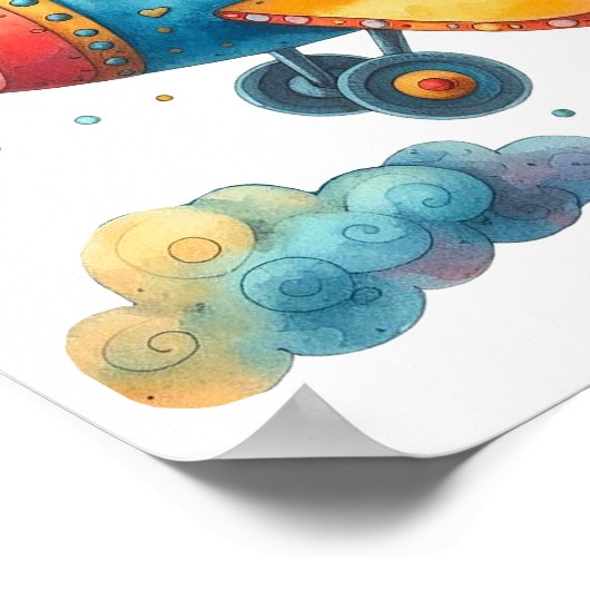 Nursery Art Poster Kind Vliegende Propeller Vliegt (Hoek)
