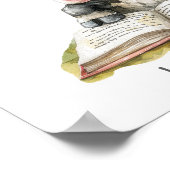 Nursery Art Poster Koe Een boek lezen Personaliser (Hoek)