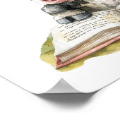 Nursery Art Poster Koe lezen met bril (Hoek)